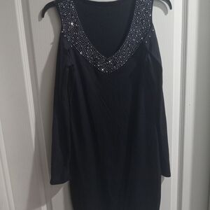 Black Dress with Rhinestone Detail